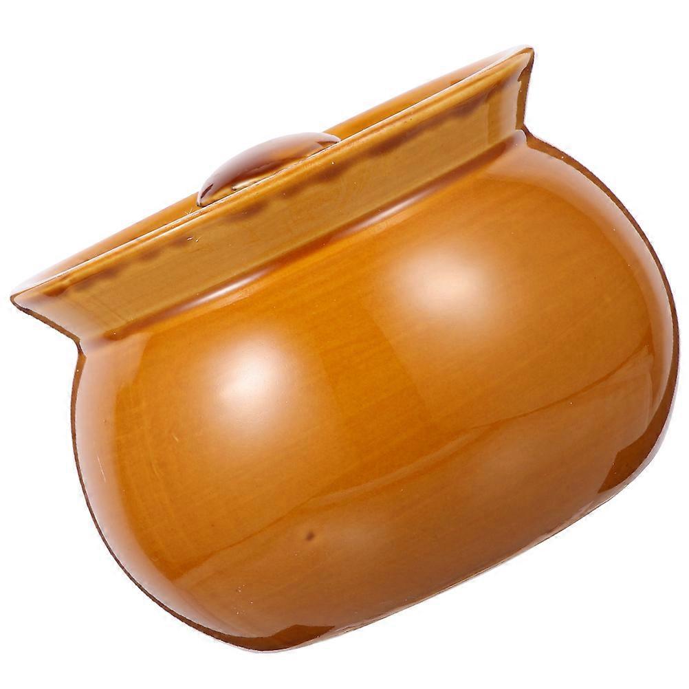 Non-Deformable Ceramic Stew Pot Craftsmanship for Restaurant Use 9x8cm Orange 1Pack