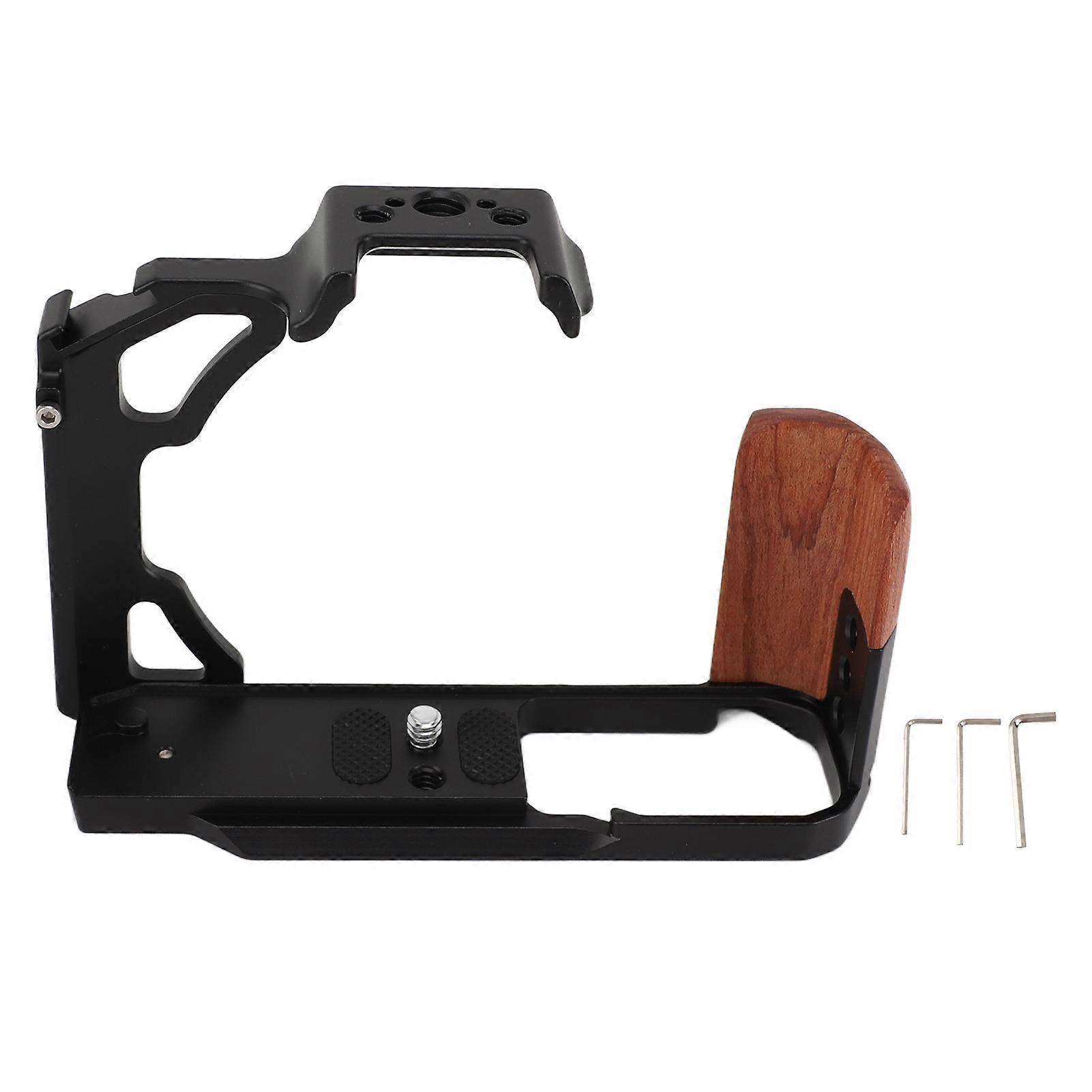 Camera Cage with Wood Handle Anodized Anti Slip Easy To Install Camera Video Cage for Nikon ZFC Black