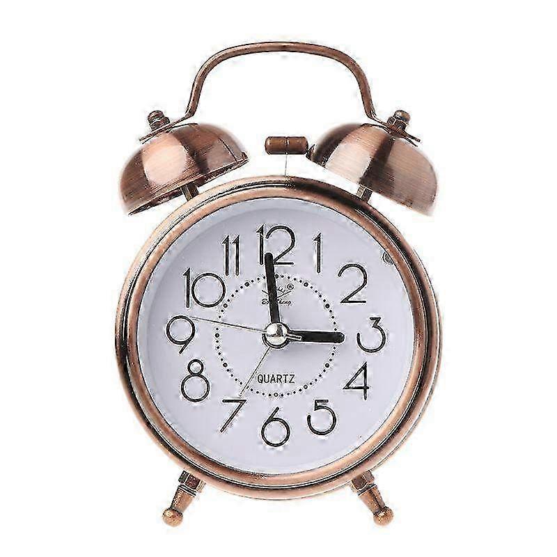 Retro Desktop Mechanical Alarm Clock with Night Light - Dual Bell Silent Metal Clock for Bedroom Decoration & Timely Wake-up