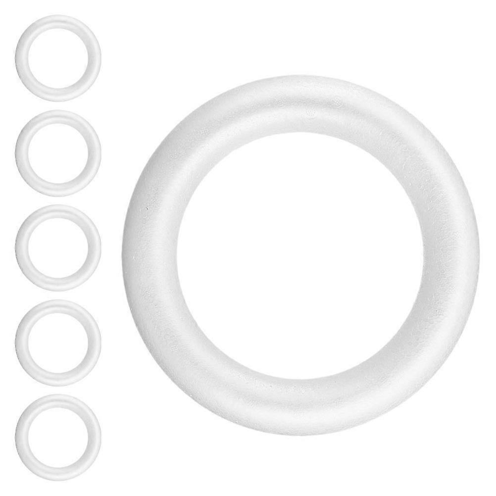 White Foam Wreath Rings for DIY Crafts Lightweight and Durable Perfect for Wedding and Christmas Decorations 6 Pieces