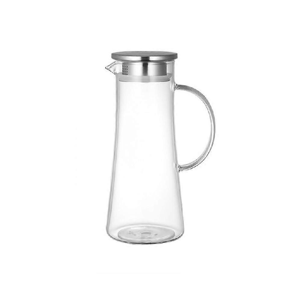 Refrigerator Water Jug 1.5 Liter Glass Jug with Lid, Heat-Resistant Water Carafe with Handle for Hot and Cold Drinks