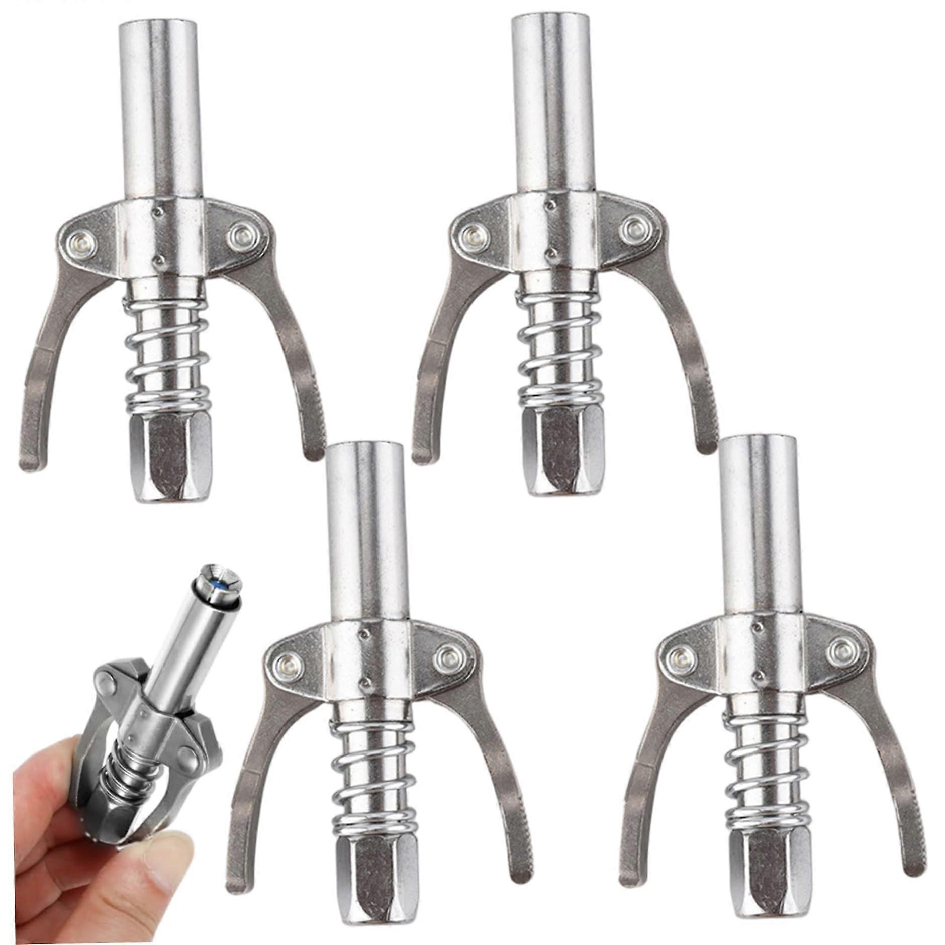 4pcs 17000psi Grease Gun Coupler with Non-Slip Double Grip, 1/8 Inch Compatibility, Quick Lock Tips