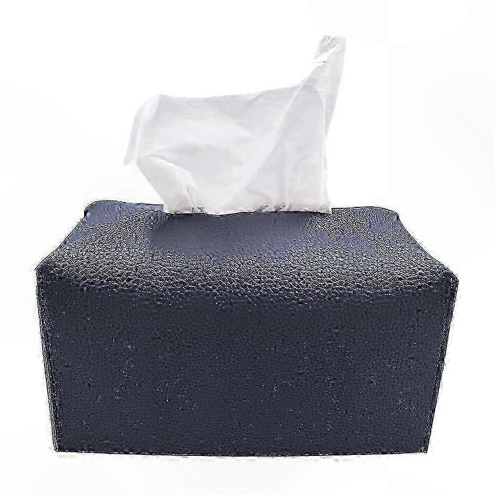 Blue Rectangular Tissue Box Holder with Storage for Bathroom or Home Use