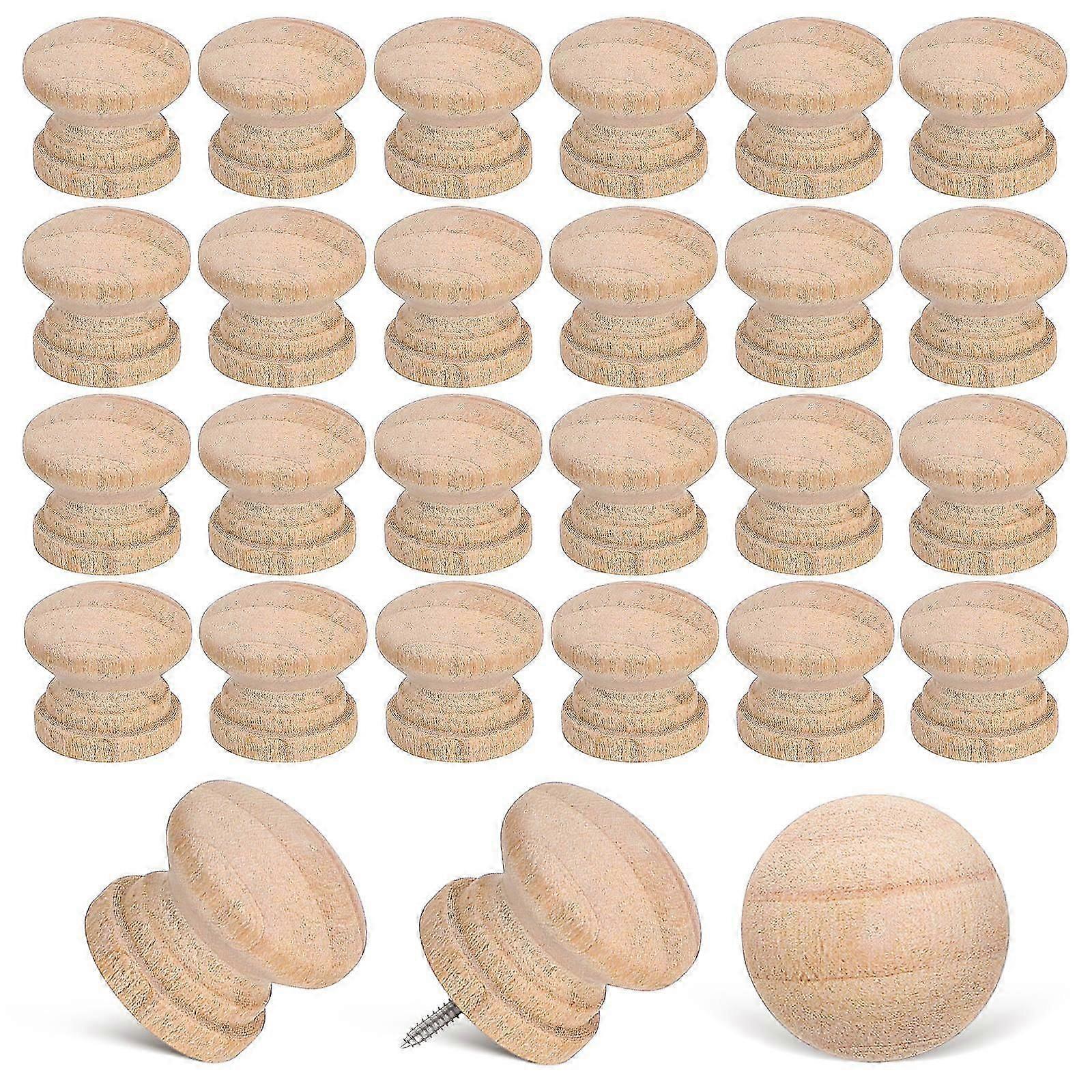 Farmhouse Style Wood Knobs For Dresser Drawers 100Pcs