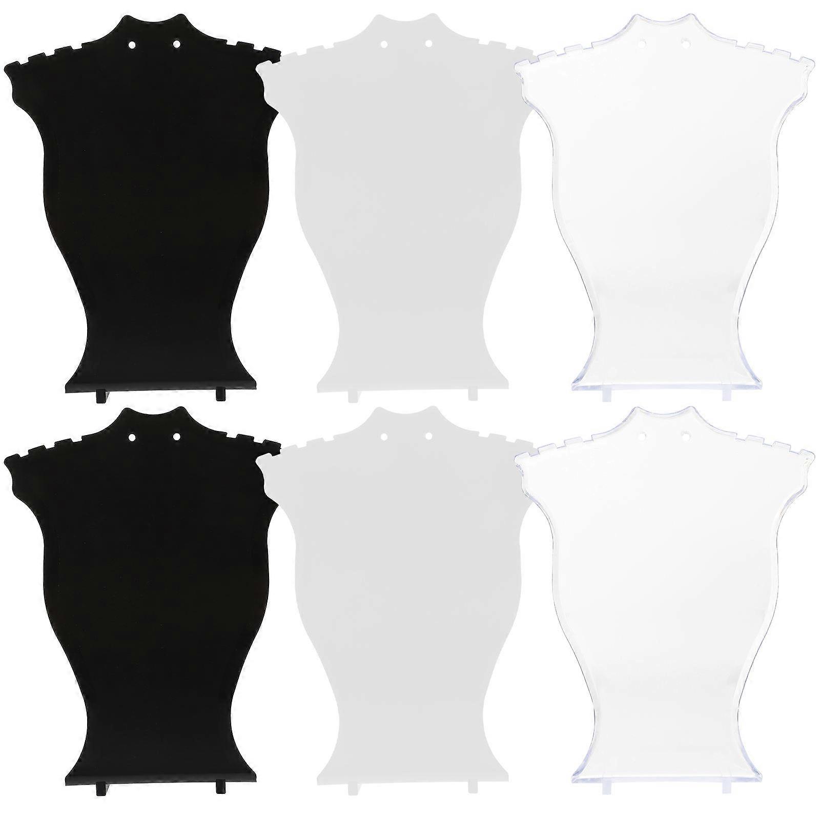 6pcs Necklace Display Bust Stand Shaped ABS Matte Jewelry Organizer for Necklaces, Earrings, Headbands – Portable Desktop Holder – White, Black,