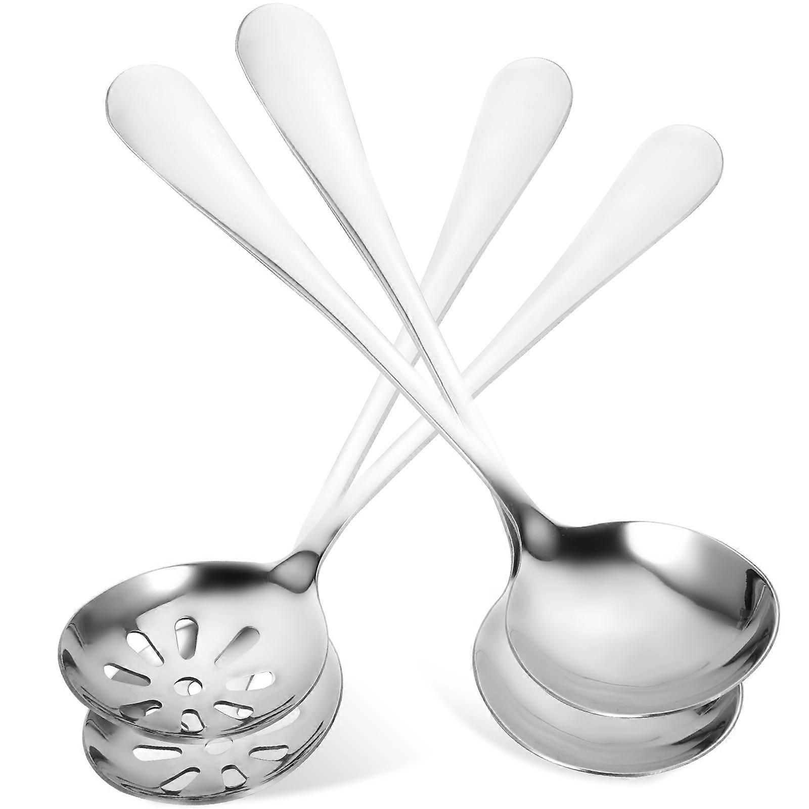 Ergonomic Baby Food Spoon Set Made of Stainless Steel for Home Use Silver 4 Pieces