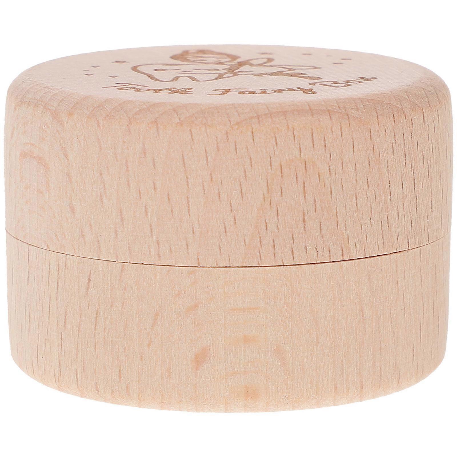 Rectangular Tooth Storage Box For Newborn Keepsakes Brown Wooden Design For Children 1Pcs