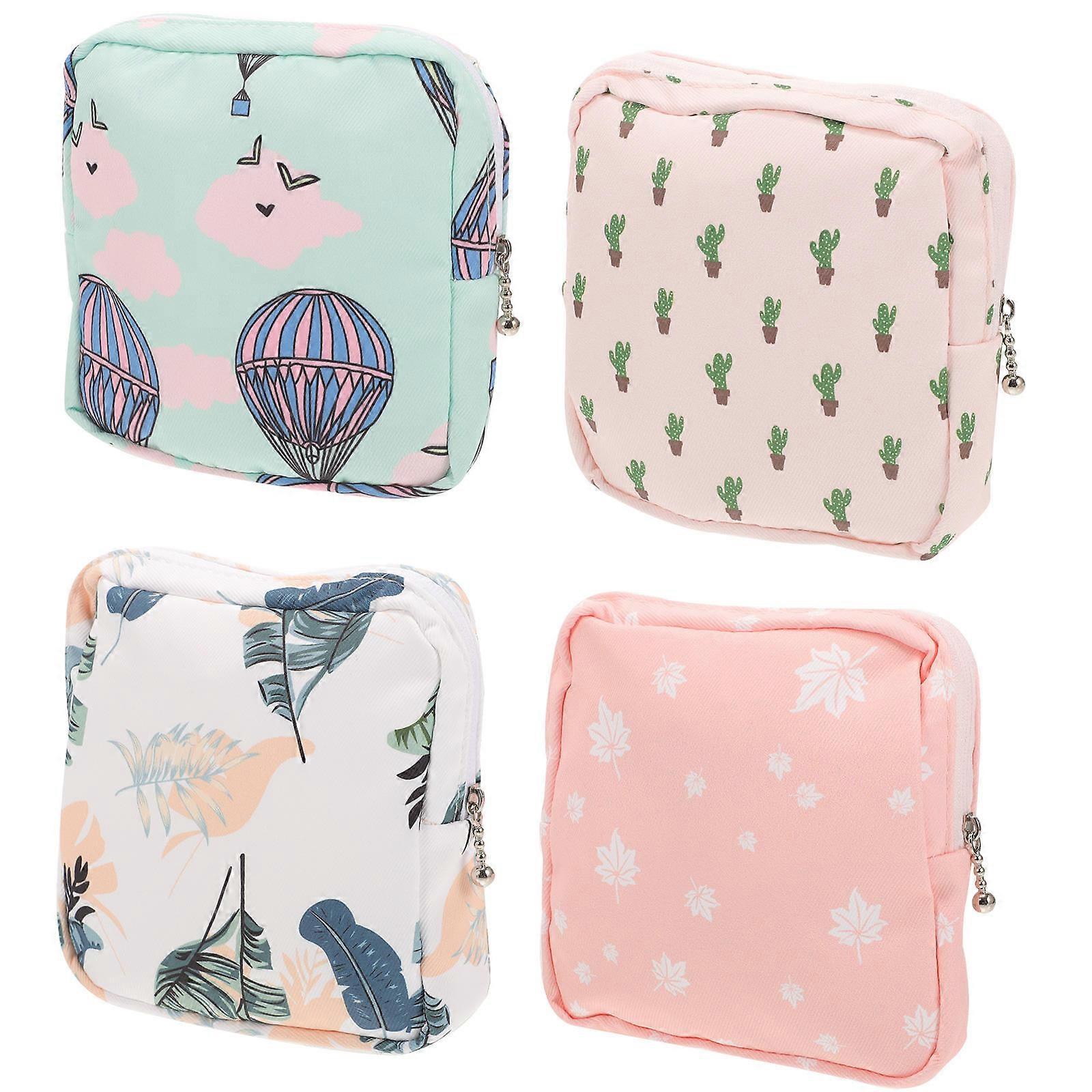 Sanitary Napkin Storage Bag Small Portable Organizer For Everyday Use Assorted Color Multipurpose 4Pcs