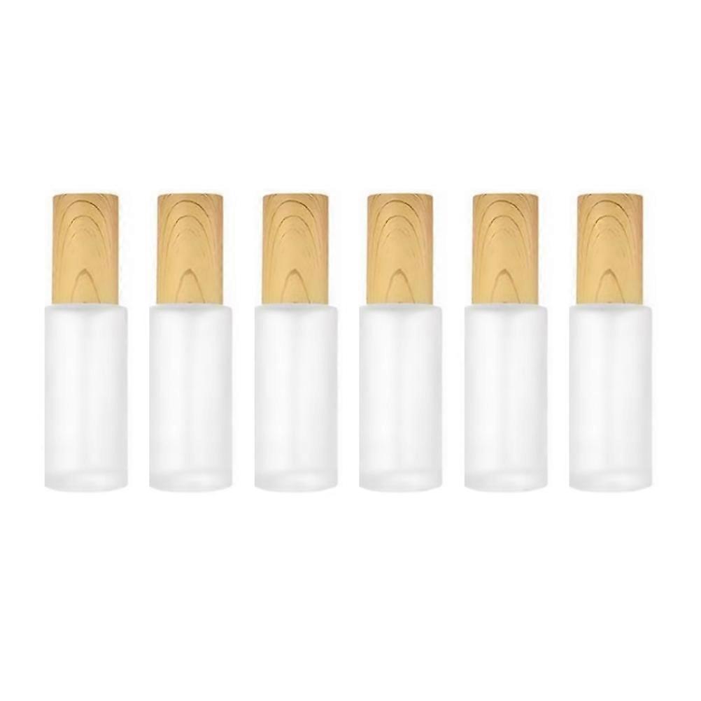 6pcs Empty Refillable Perfume Spray Bottles with White Wood Cover for Home 30ml