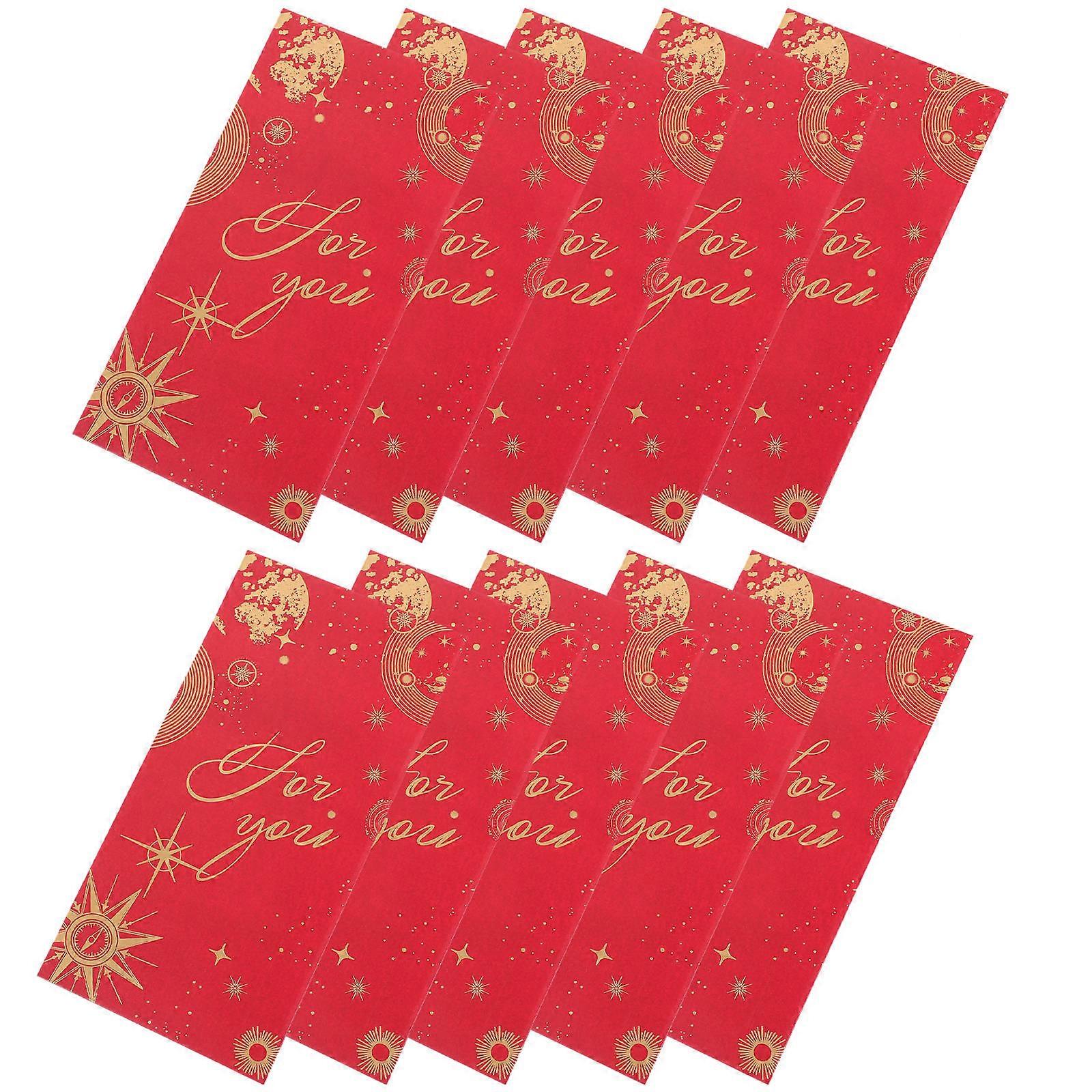Traditional Red Pocket Money Storage Pouch 20Pcs Standard Design Dark Red Vertical Chinese New Year Gift Giving