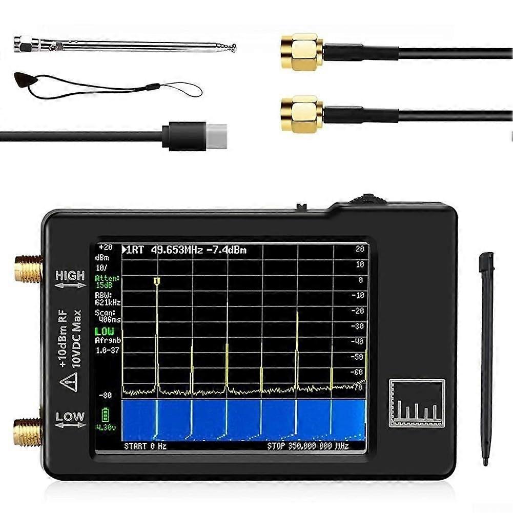 Spectrum Analyzer 100KHz - 960MHz Portable RF Frequency Analyzer 2.8" Touch Screen 1000 Pts/Sec Signal Detector Black