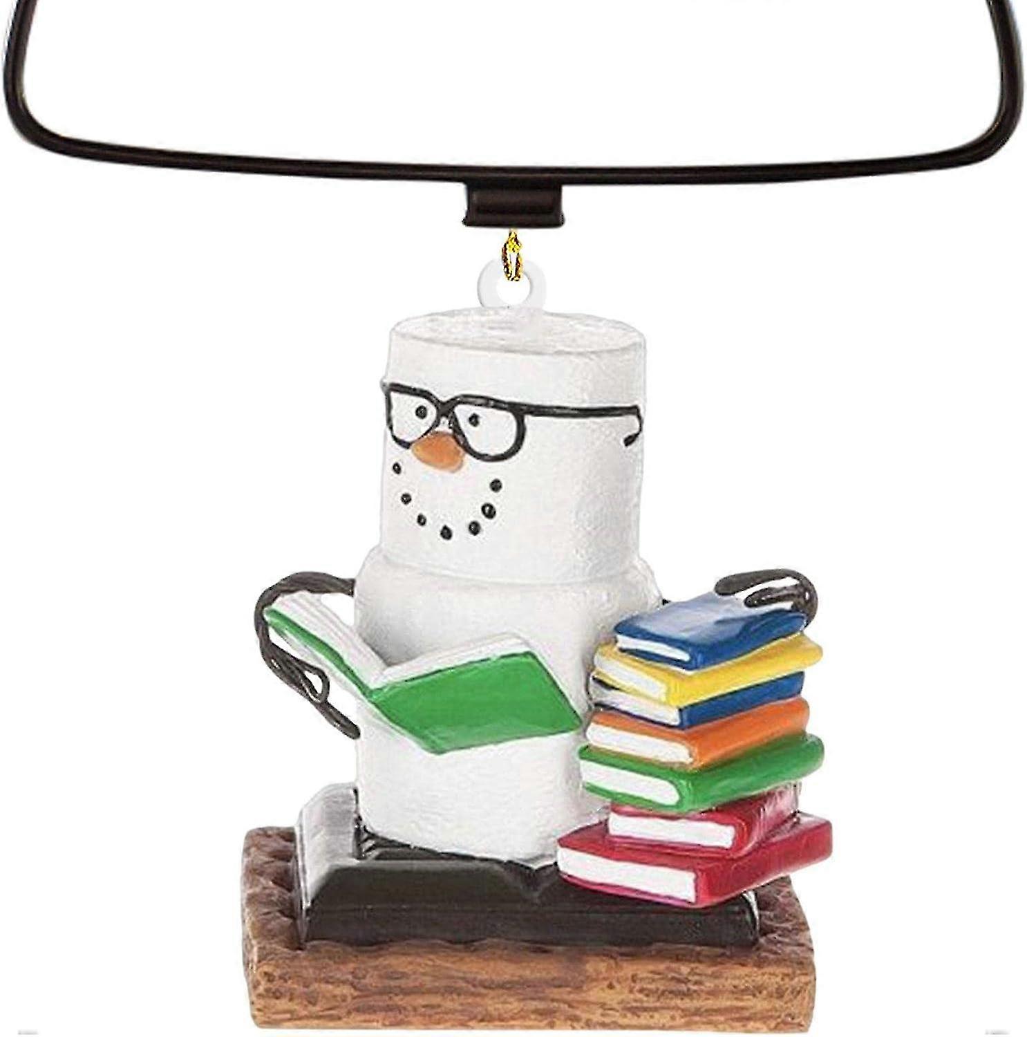 2pc Bookworm Ornament | Christmas Library Decor Set