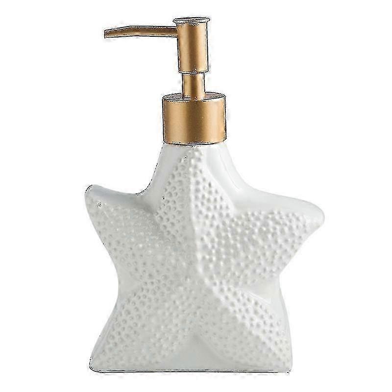 Elegant White Ceramic Starfish Soap Dispenser with Pump