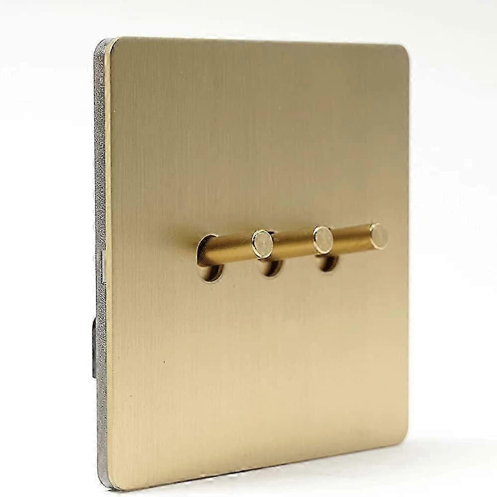Retro Industrial Style Matte Gold Wall Light Switch Brass Switch Matte Switch Lever 86 Type 1-4 Gang 2 Way Concealed Brushed Panel Dual Control Hotel