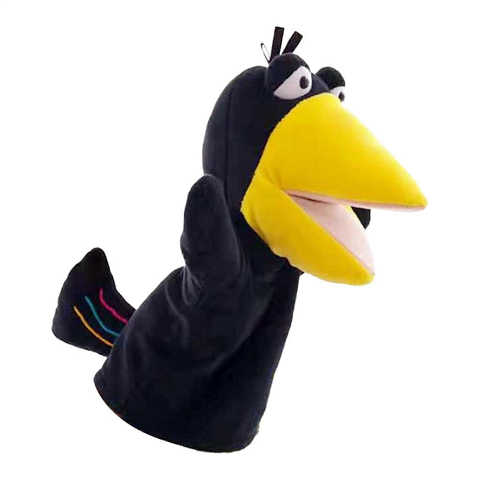 Crow Action Puppet Hand Puppet Set With Working Mouth Plush Toy For Small Animals Theater Stage Prop