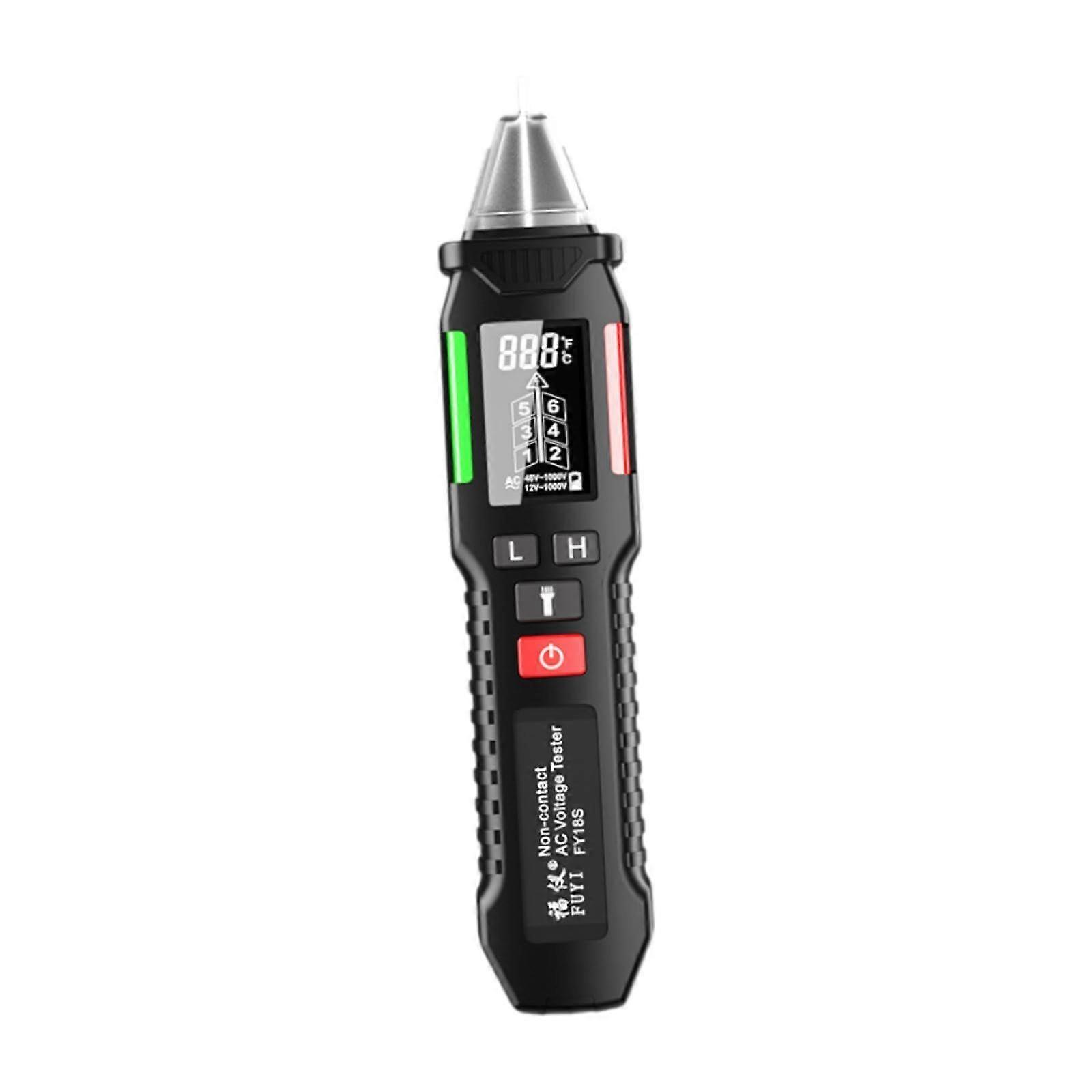 Noncontact voltage tester, electrical pen tester, compact, with screen, pocket clip, digital, portable, with flashlight