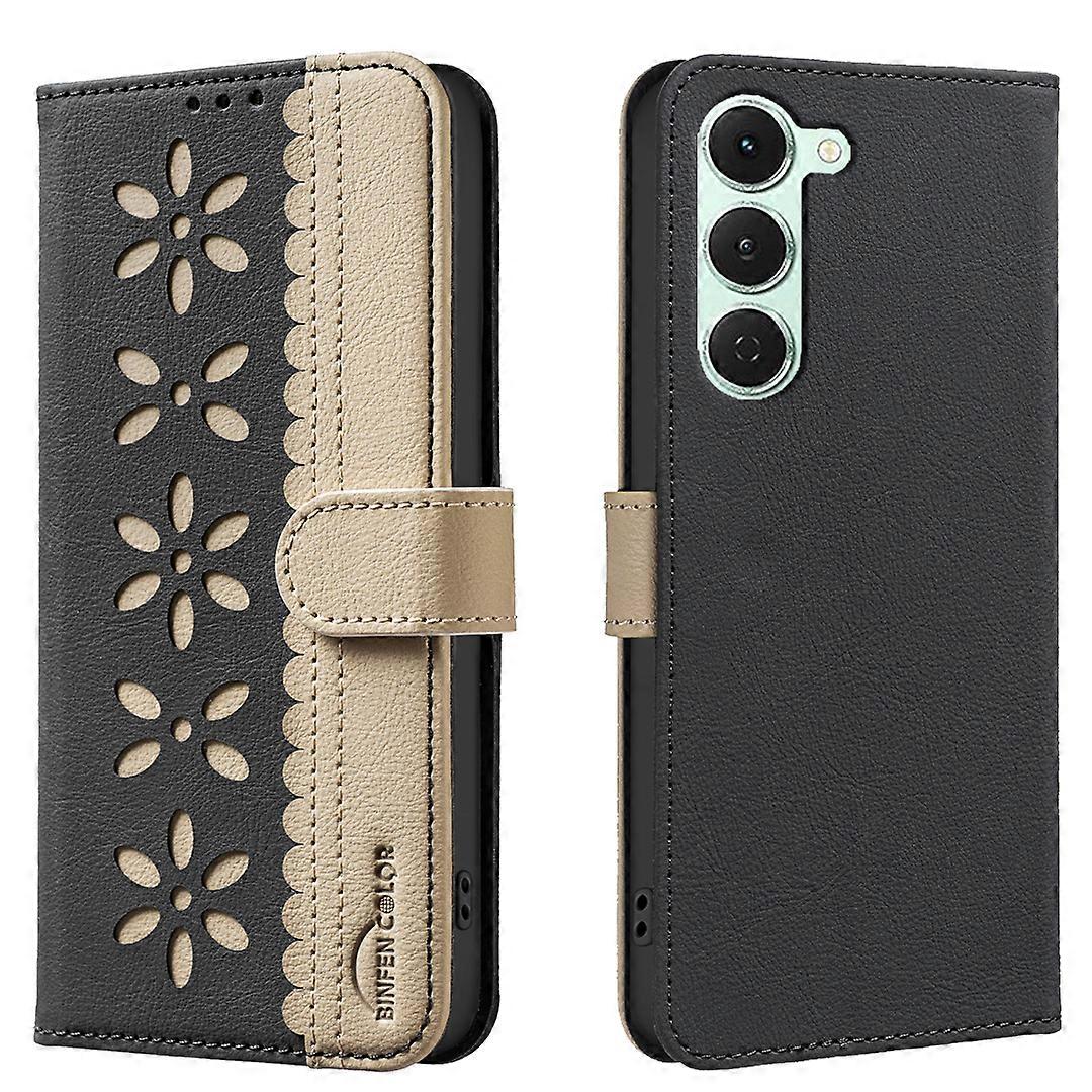 Compatible For TECNO Spark 40 Pro+ 4G Leather Case BINFEN COLOR BF36 Floral Pattern Phone Cover RFID Wallet Stand