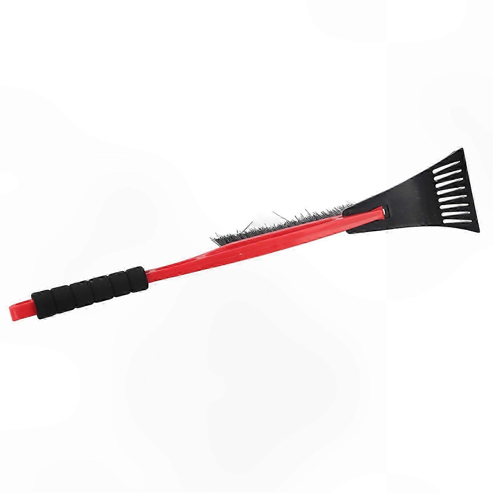 Heavy-Duty Snow Ice Scraper with Brush for Winter Vehicle Maintenance Tool Red Handle