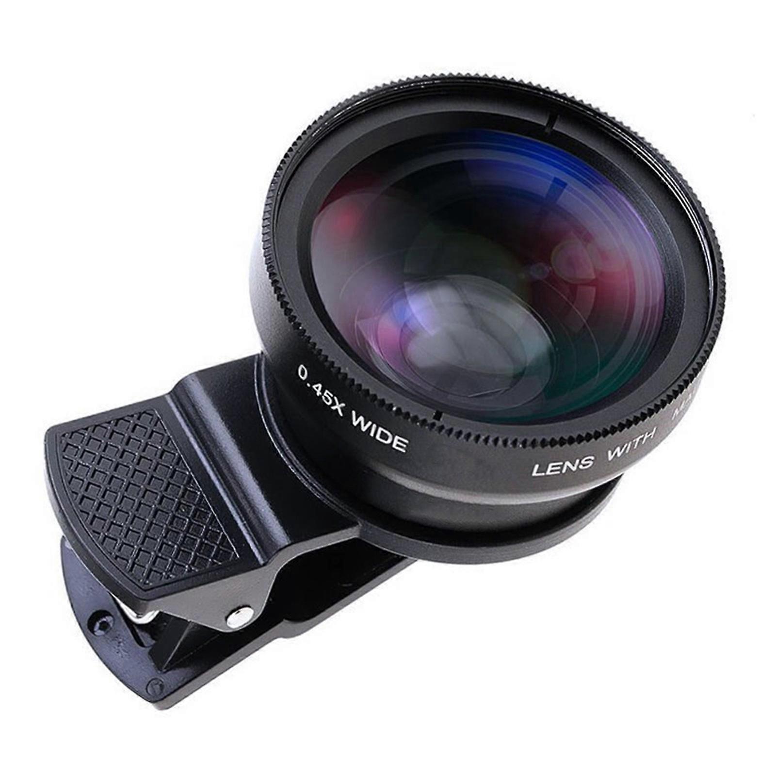 Smartphone Camera Lens 0.45x Expanded View Macro Photography Tool Flexible Clip Phone Camera Attachment for Smartphone Multicolor