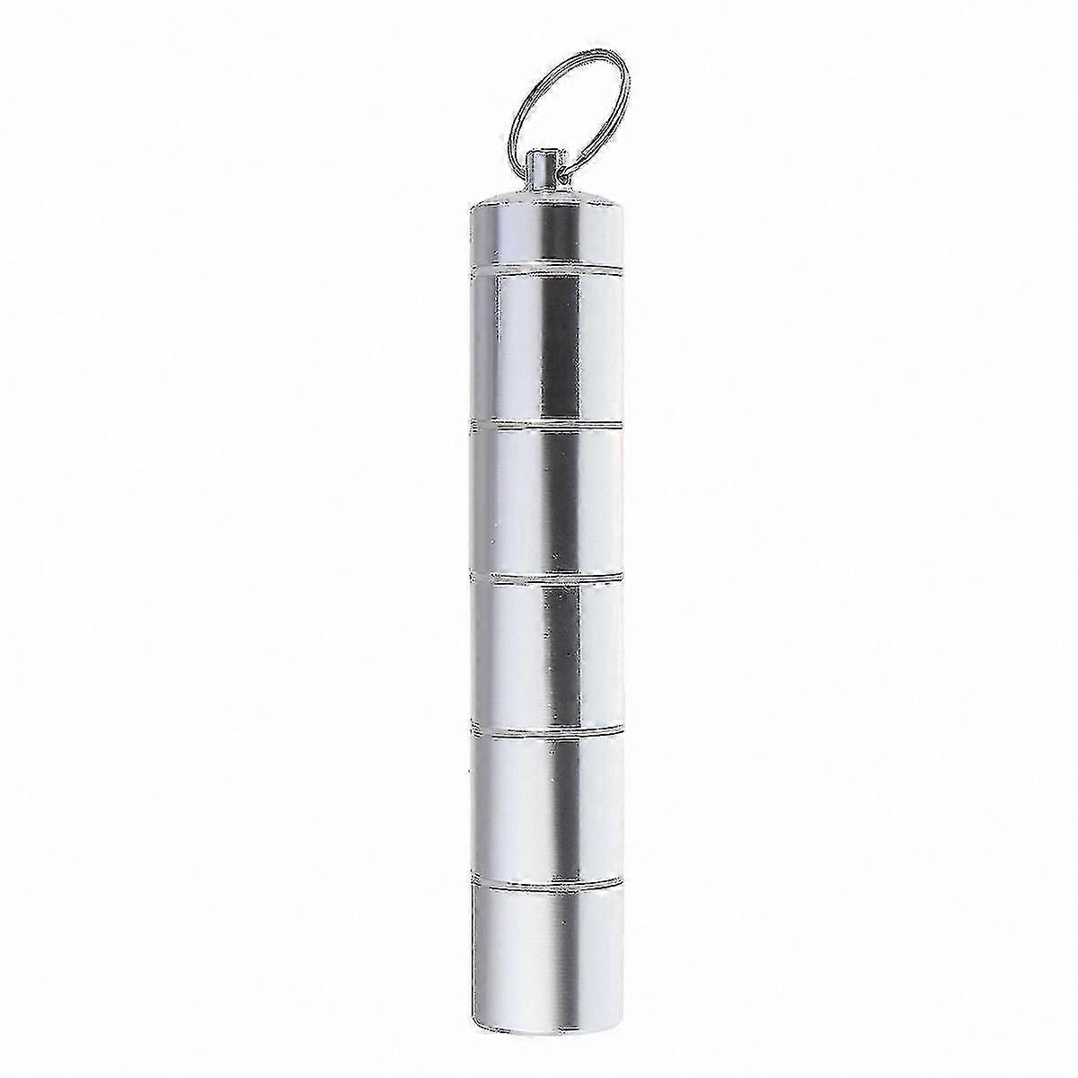 Portable Mini Pill Organizer Keychain Case with 6 Compartments for Medication Storage