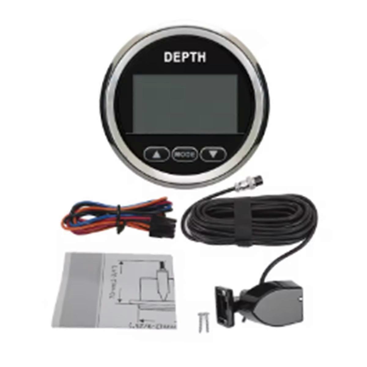 Marine 52mm Digital Depth Gauge Indicator with Transducer,12V BS