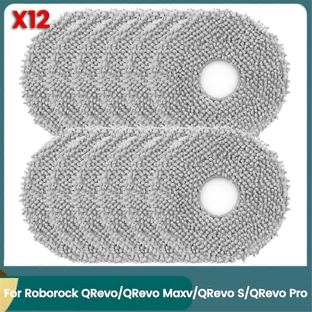 12PCS Microfiber Mop Cloths for Roborock Robot Vacuum Cleaner