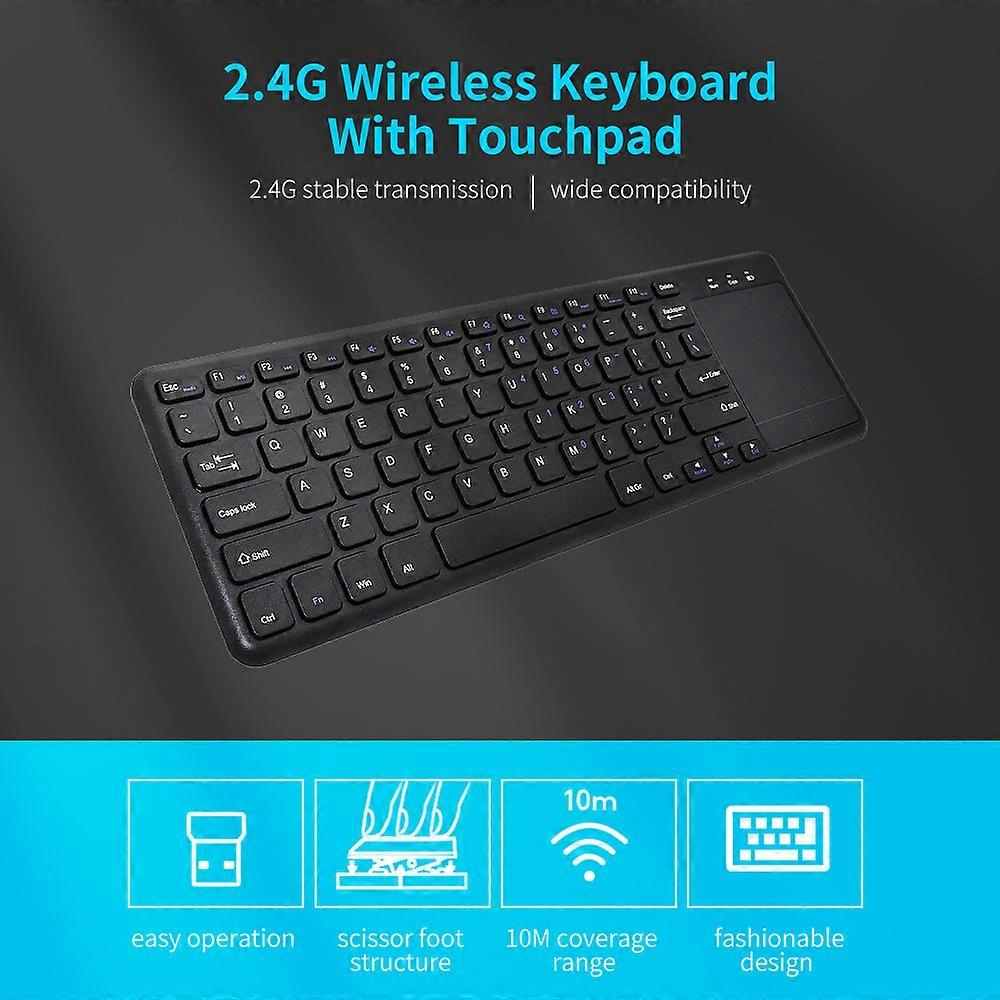 2.4G Wireless 78-Key Ultra-Thin Keyboard with Touchpad, Black