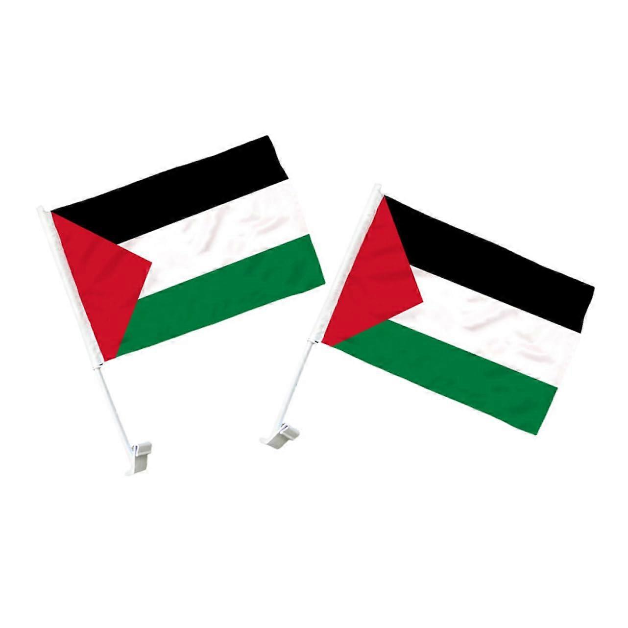 Palestine Flag Car Window Flags With Poles - 2-Pack For Parades, Festivals, Patriotic Displays