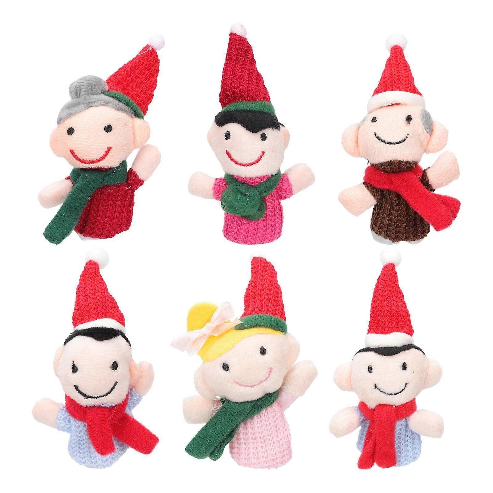 Storytelling Finger Puppets Finger Dolls for Christmas Celebration Assorted Color Pp Cotton Interactive Play 6Pcs