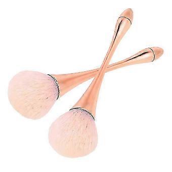 2 pezzi grande morbido soffice pennello per trucco kabuki per polvere minerale, manico in oro rosa, set di pennelli per il viso professionale
