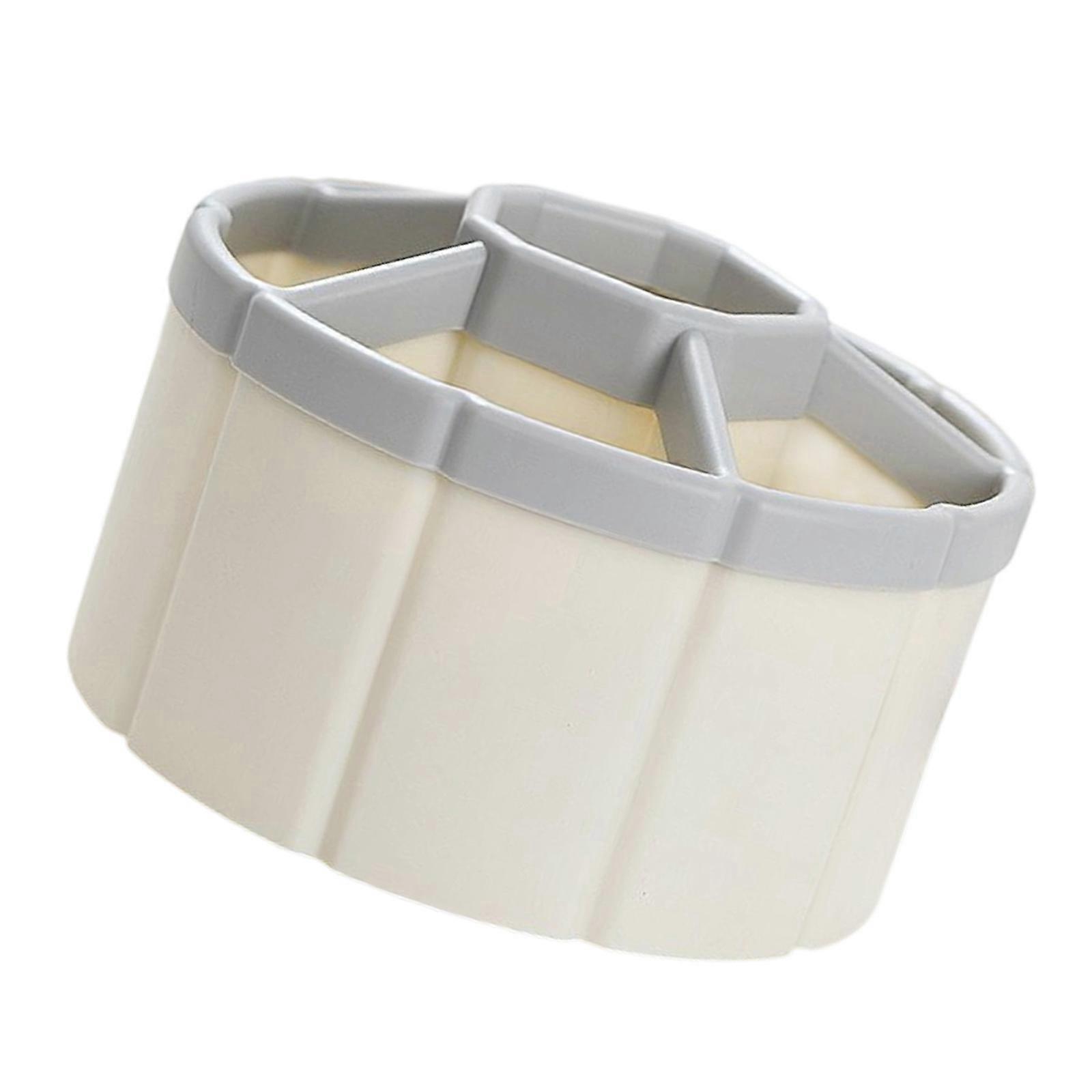 Rotating Pen Cup with 6 Compartment Desk Pen Organiser 360-Degree Rotating Pencil Container Art Supply Storage Box  White