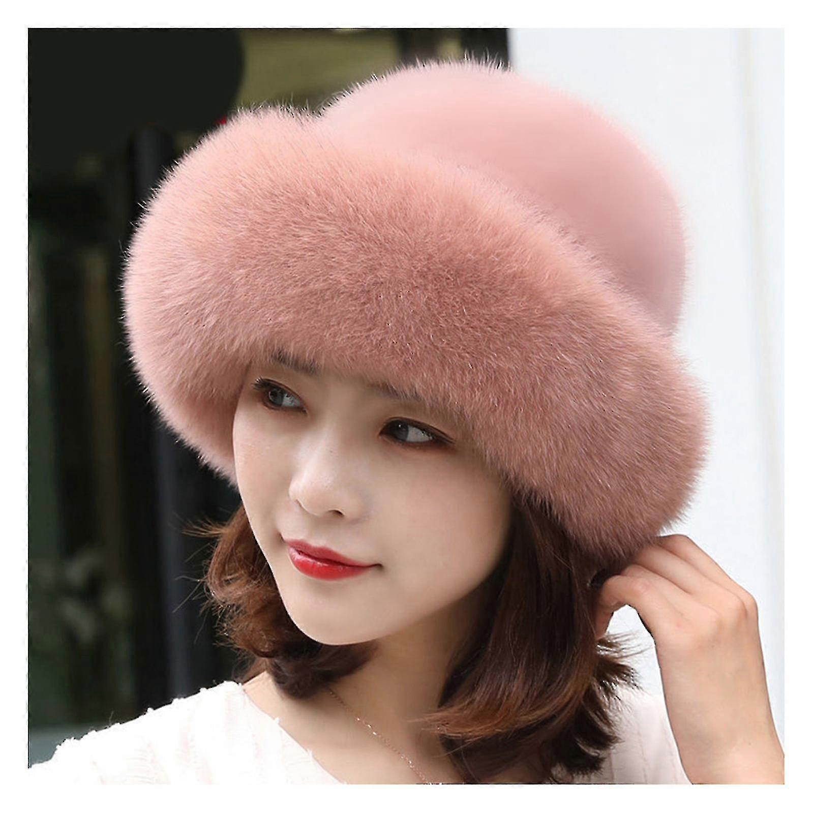 Ladies' earmuff hats with adjustable head circumference and super warm fox fur cuffs