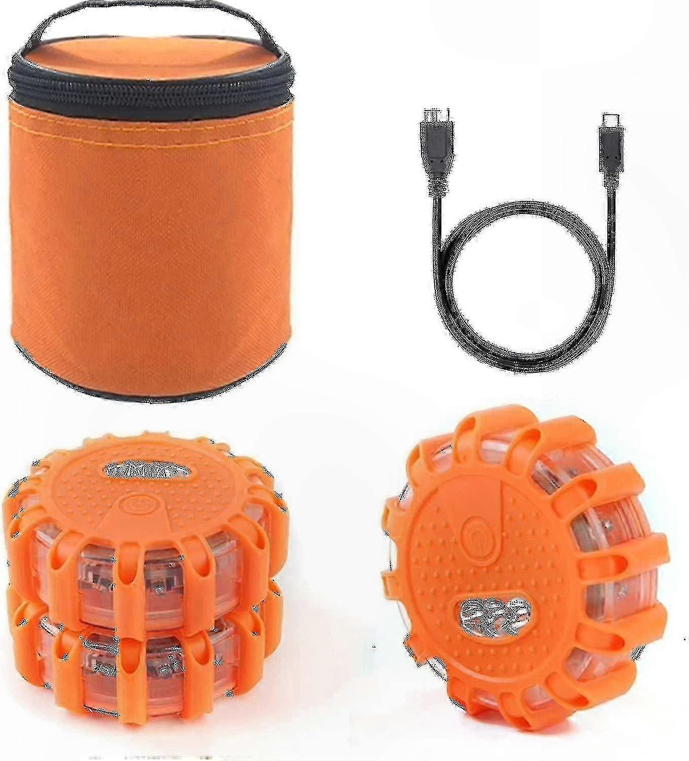 Rechargeable LED Road Flares with Magnetic Base - Emergency Warning Light Disc for Vehicles