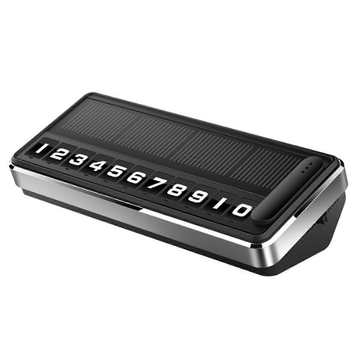 1PC Solar Car Phone Number Plate Led Lighting Temporary Parking Card Hidden Plates Multiple Number Parking Gadgets