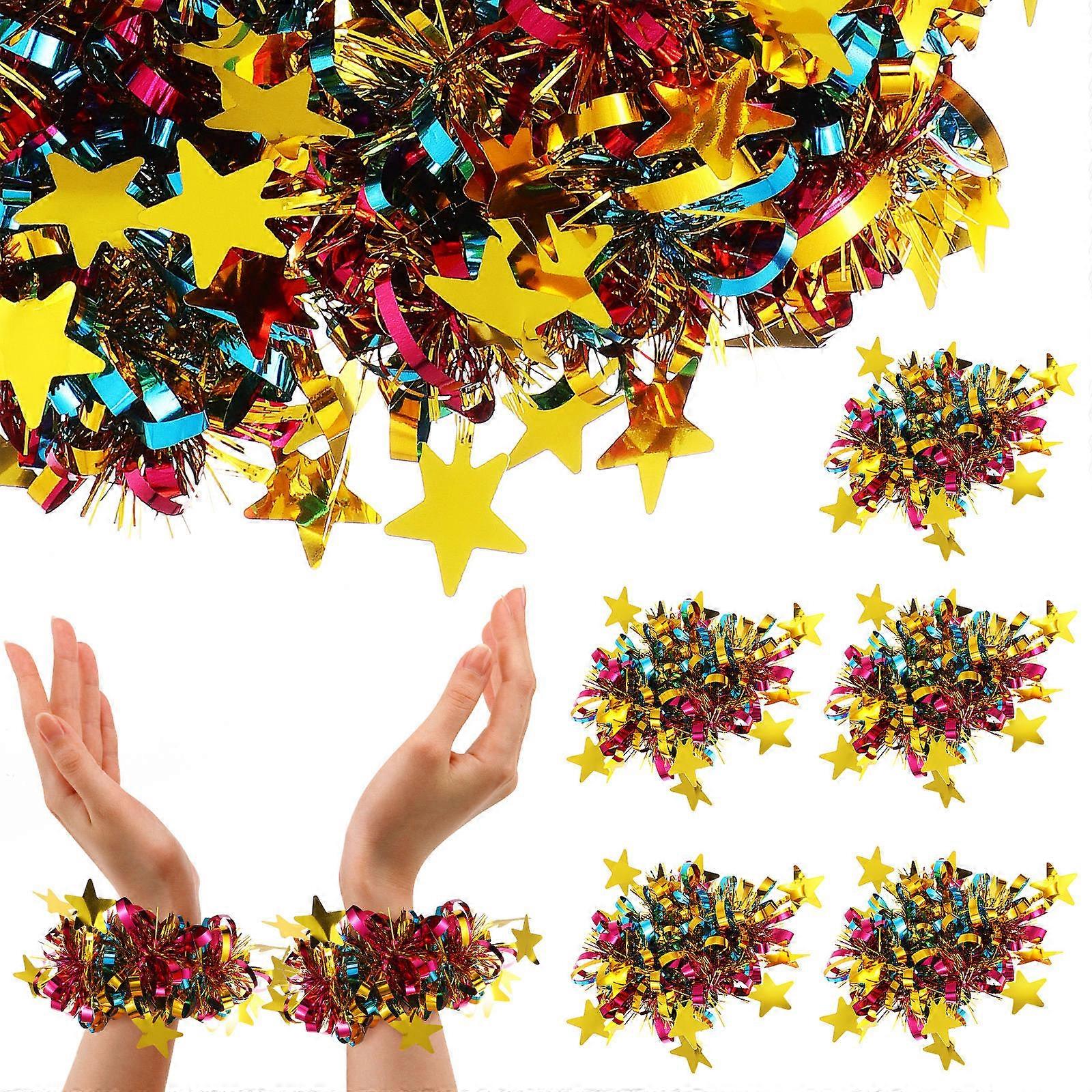Cheerleader Pom Poms Wristbands: 14 Pcs Fluffy Cheerleading Pompom Rings Children Decoration Pompom Wrist- Kids Sports Team Party Dance Pom Poms For