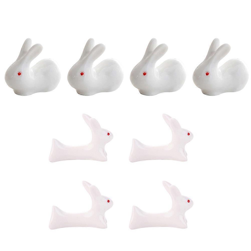 Assorted Color Rabbit Ceramic Chopstick Holders for Home Dining and Table Decor 8 Pcs