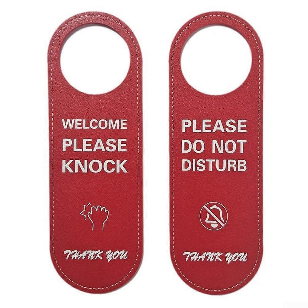Leather Door Sign Do Not Disturb Message For Home Offices And Traditional Spaces Red