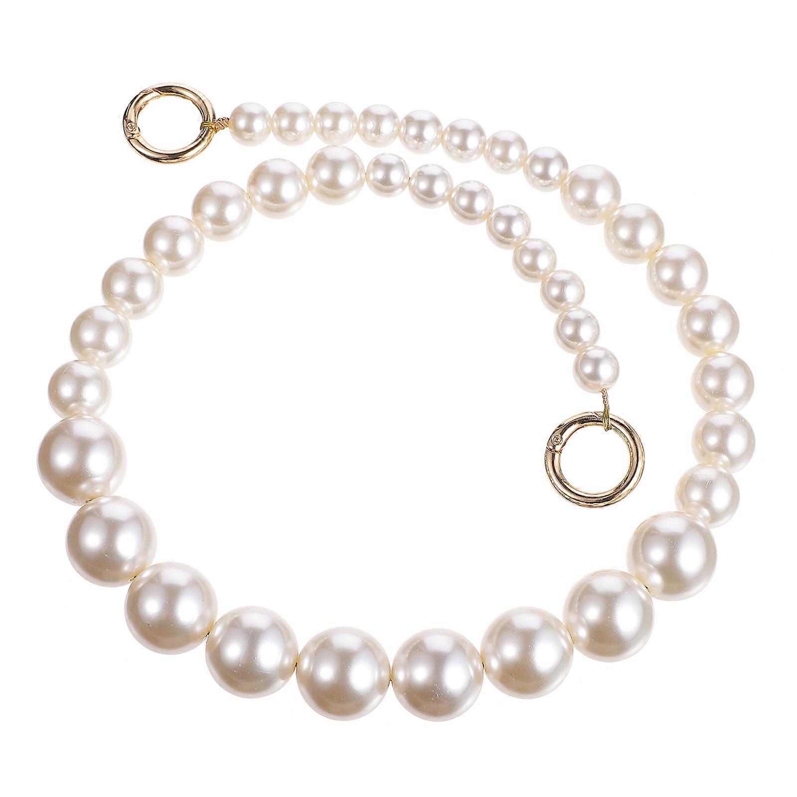 Pearl Chain Strap for Handbag Made of Plastic and Alloy White Color Lightweight and Durable 1pc