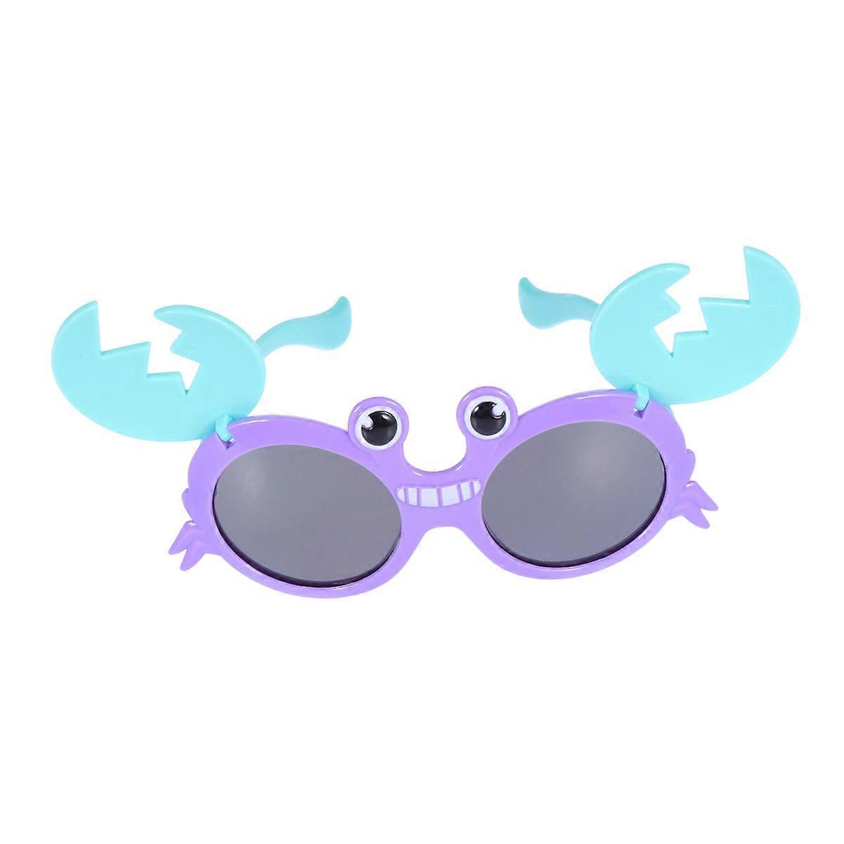Funny Crab Shaped Lightweight Durable Cartoon Cosplay Sunglasses Purple Frame Cyan Legs for Birthday Party Photo Props