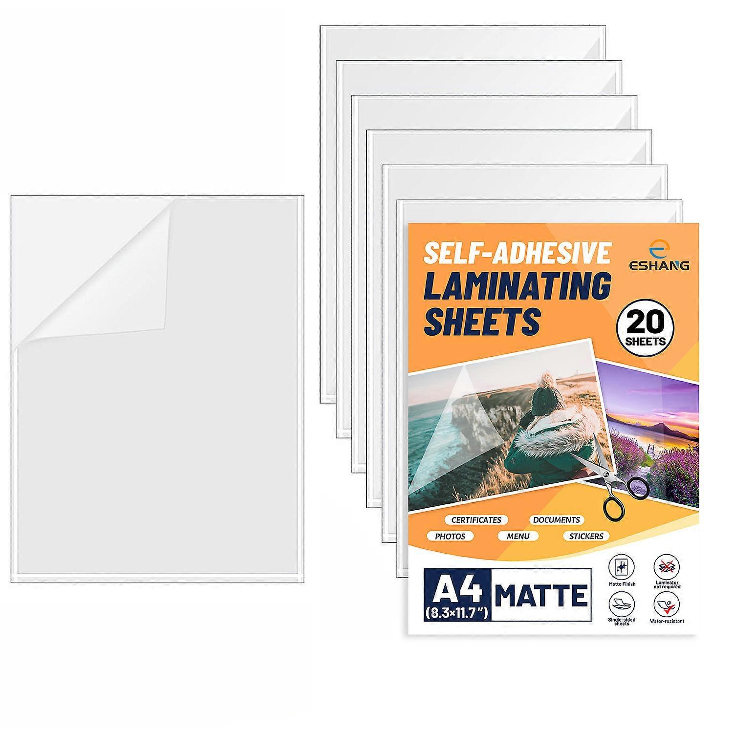 20 Pcs A4 Clear Matte Vinyl Sticker Cold Laminating Sheets 8.3x11.7 Inches Self Adhesive Vinyl Film