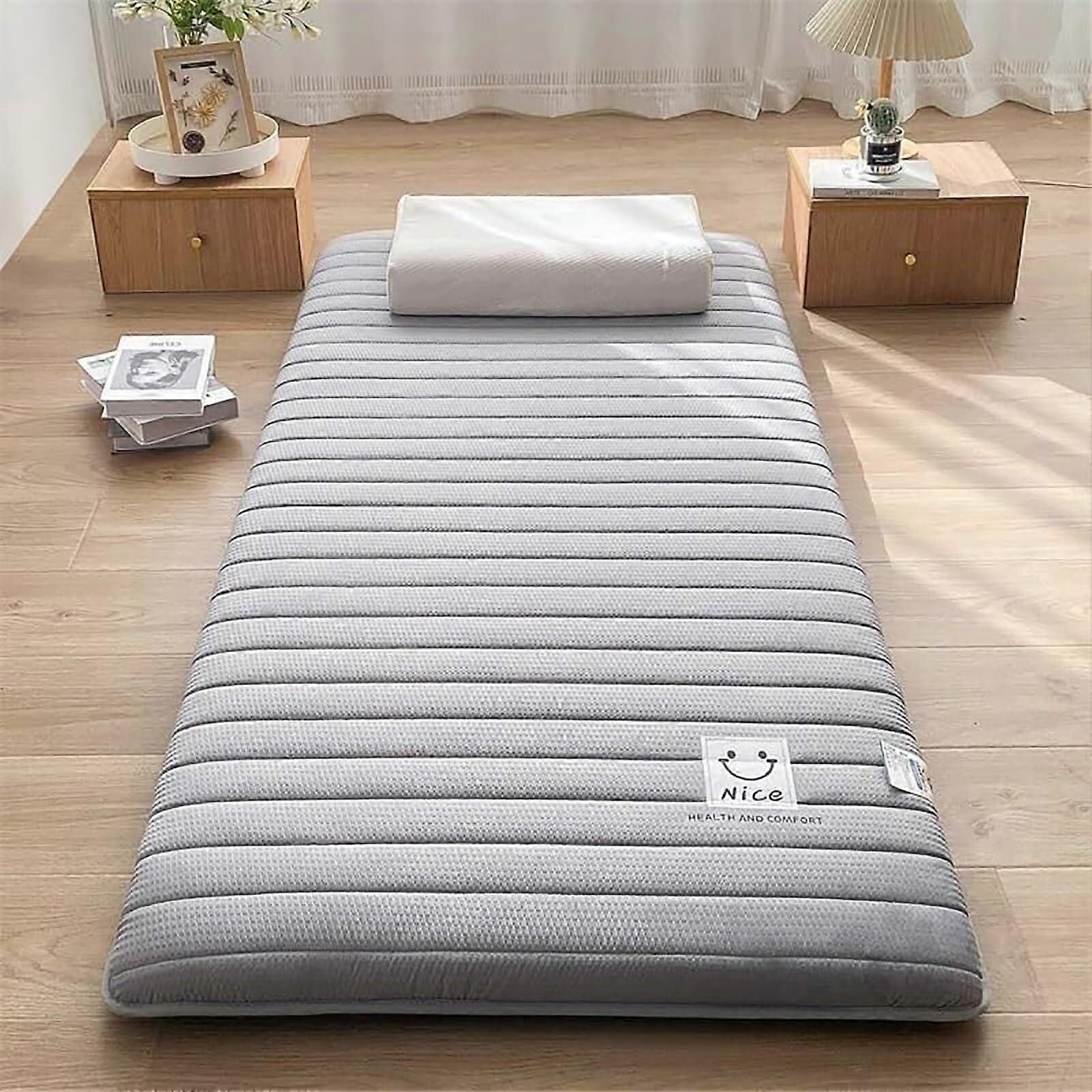 Futon Mattress Folding Japanese Floor Thick Breathable Portable 120x200 Cm Grey Single and Double Use For Dorms Camping