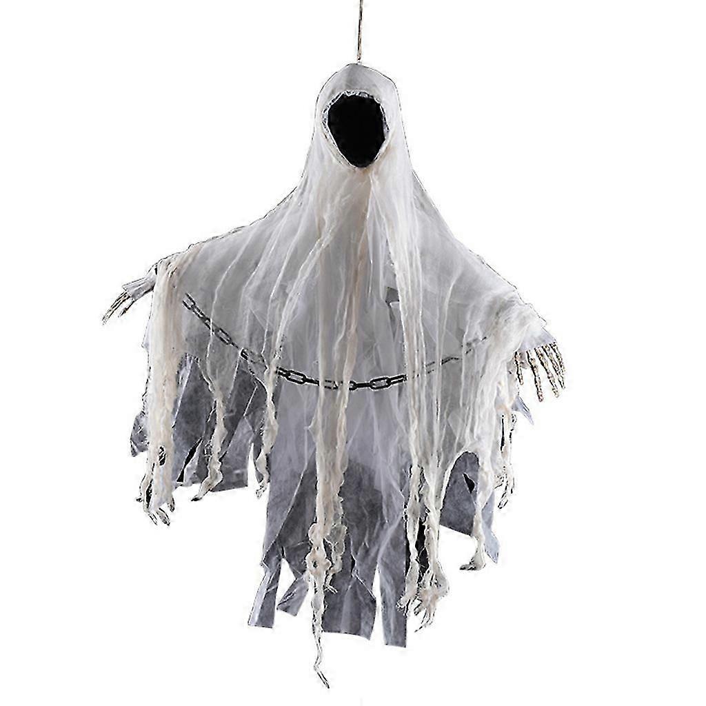 Effrayant Halloween Hanging Ghost Noise Activated Sound Effect Glowing Red Eyes Haunted House Props