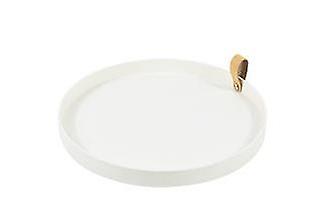 1 Piece Simple Solid Color Round Storage Tray Portable Bedroom Table|Storage Trays(White)