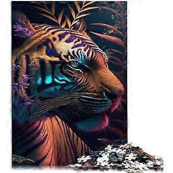 quebra-cabeças para adultos tigre abstrato colorido 300 Peças Jogo de quebra-cabeça para adultos e crianças a partir de 6 anos Quebra-cabeças Relaxe os jogos WD418