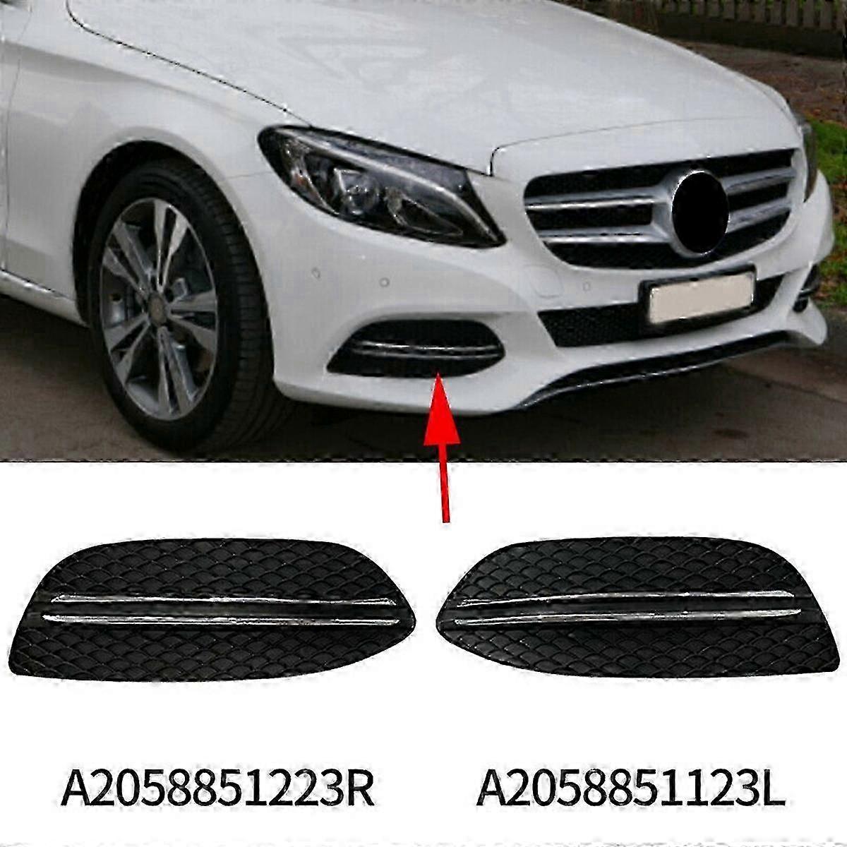 Chrome Trim and Fog Light Cover for Mercedes- C Class W205 - Models C180 C200 C250 - Part Numbers 2058851223 & 2058851123
