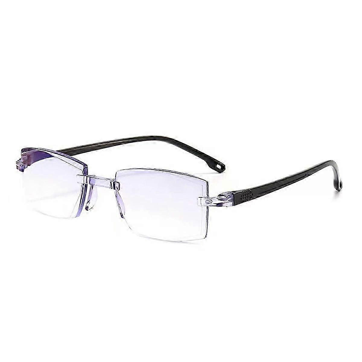Bifocal reading glasses, smart zoom glasses, frameless diamond cut frame, both near and far, dual-use