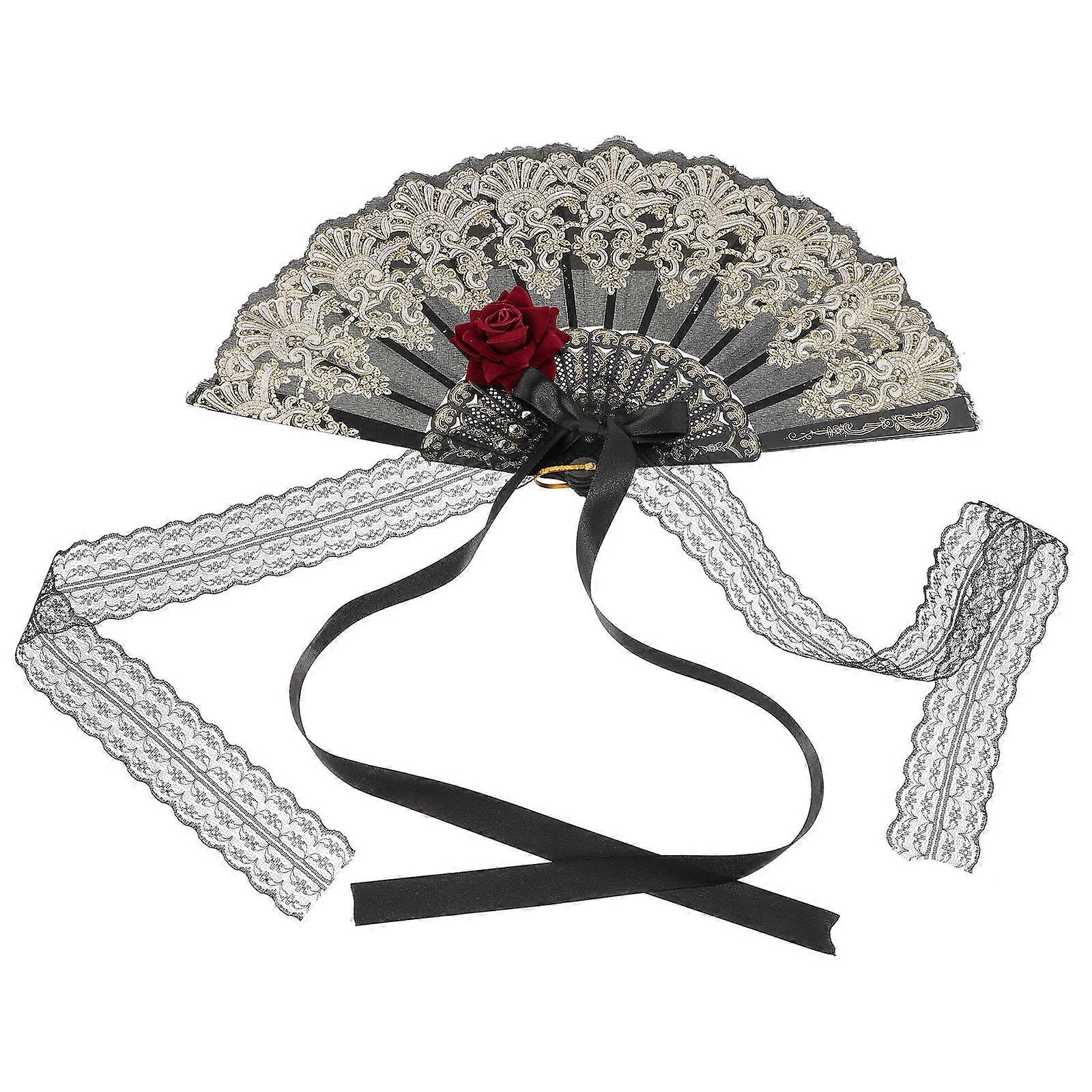 Stylish Black Folding Fan Ideal For Various Celebrations And Events 1Set