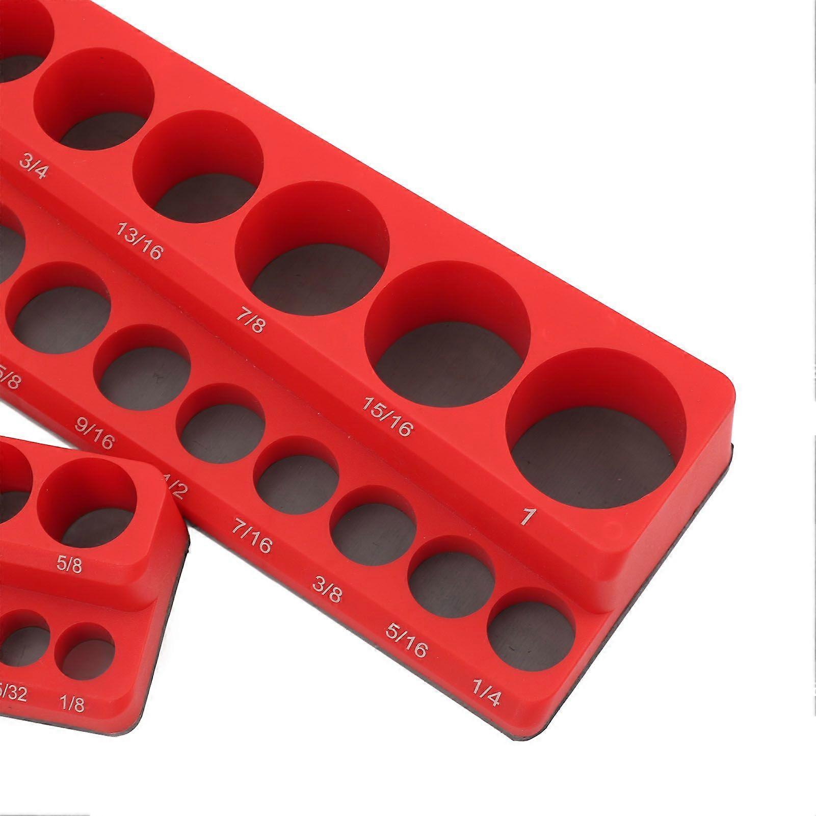 3PCS Magnetic Socket Organizer Set 1/4in 3/8in 1/2in Drive Sockets Storage Tray Powerful Portable Socket Holder for Toolboxes SAE