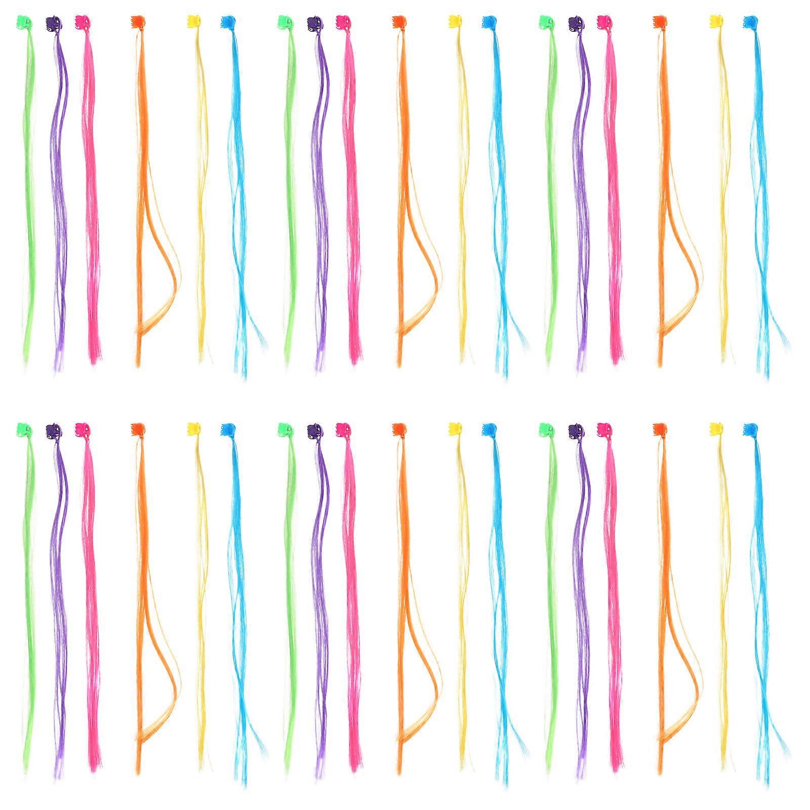 Colorful Clip in Hair Extensions for Kids 72Pcs for Braiding Use
