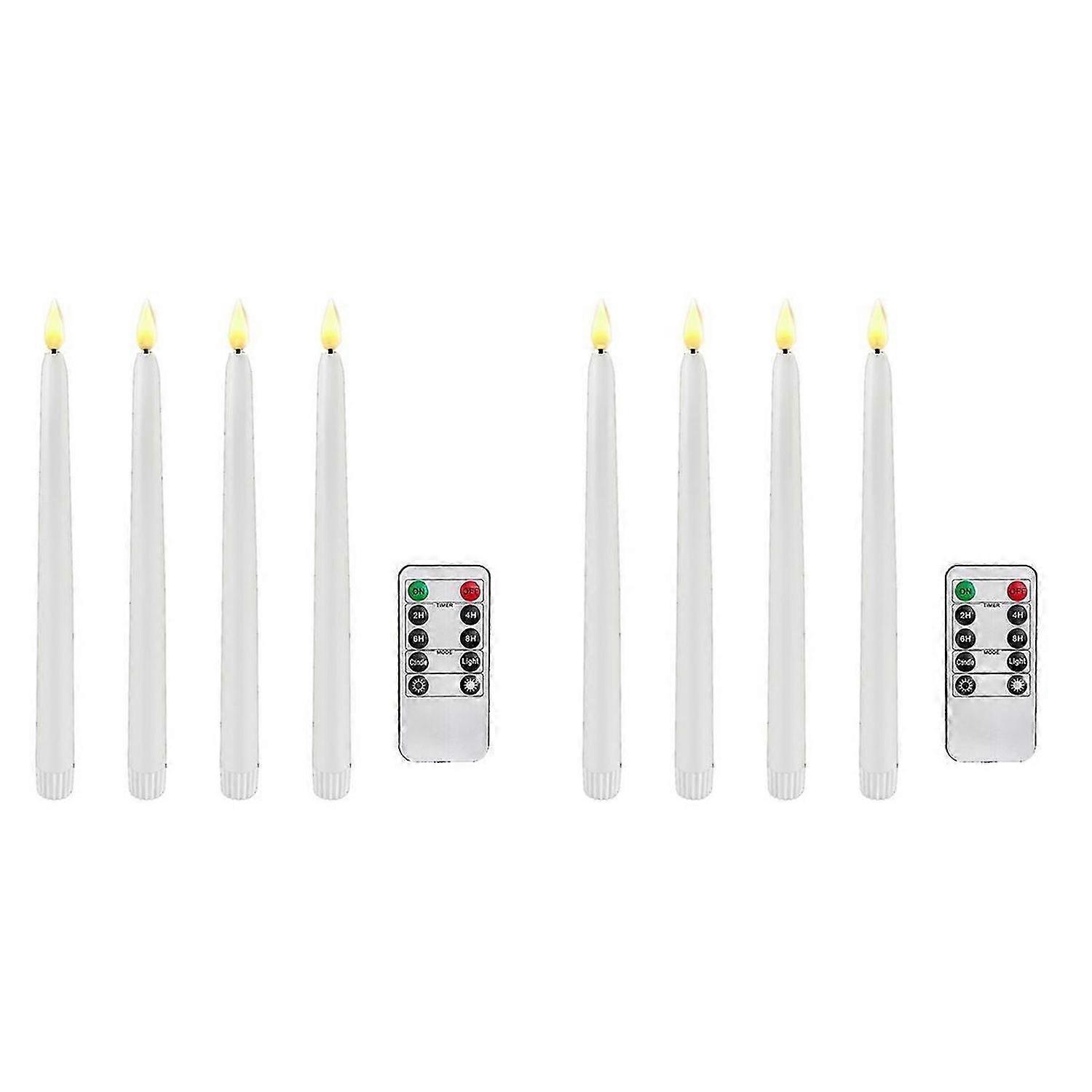 4 Pcs Remote Flameless Candlesticks, for Halloween,White